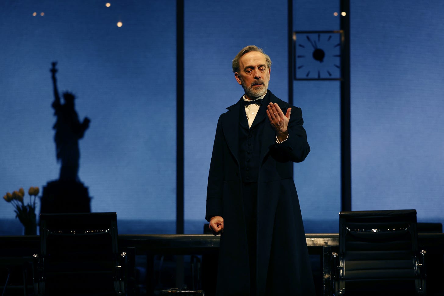 Schiller as Henry Lehman during a performance of The Lehman Trilogy in February this year