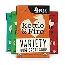 Kettle and Fire Beef and Chicken Beef Bone Broth Variety Pack, Keto, Paleo, and Whole 30 Approved, Gluten Free, High in Protein and Collagen, 4 Pack