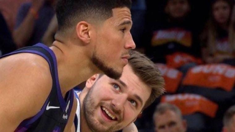 Behind the meme: Inside the lead-up to Luka Doncic's hilarious smile at Devin  Booker | Sporting News