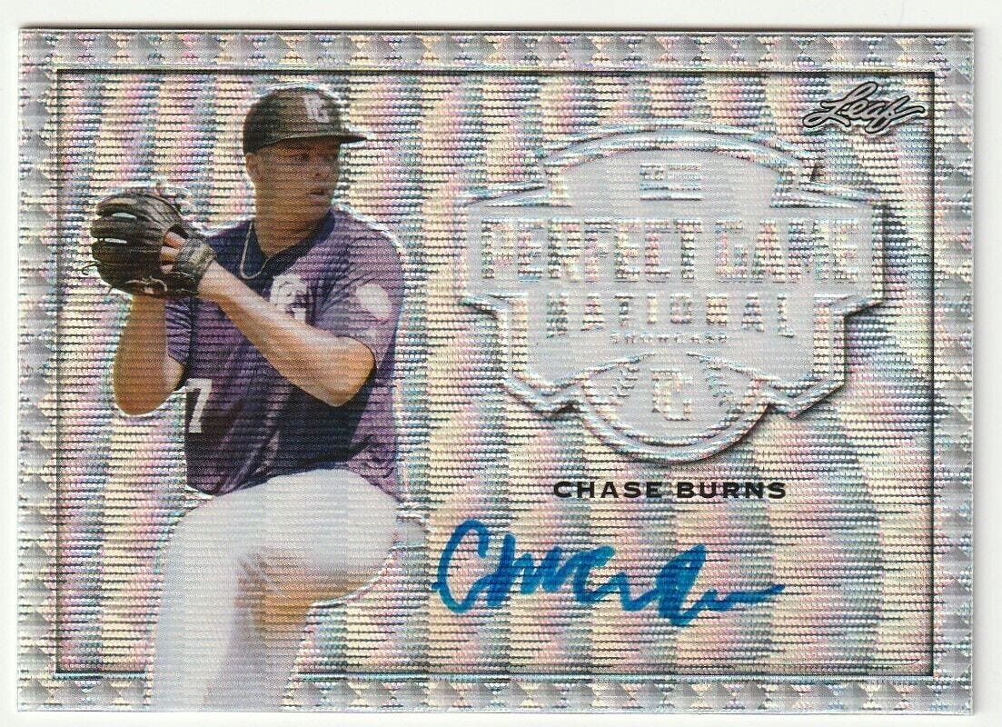 Chase Burns 2020 Leaf #BACB1 Perfect Game Metal Silver Wave RC Rookie Auto #3/10 - Picture 1 of 2