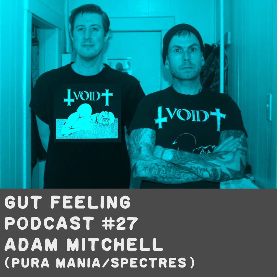 Gregory Adams and Adam Mitchell wearing matching void shirts for the Gut Feeling Podcast