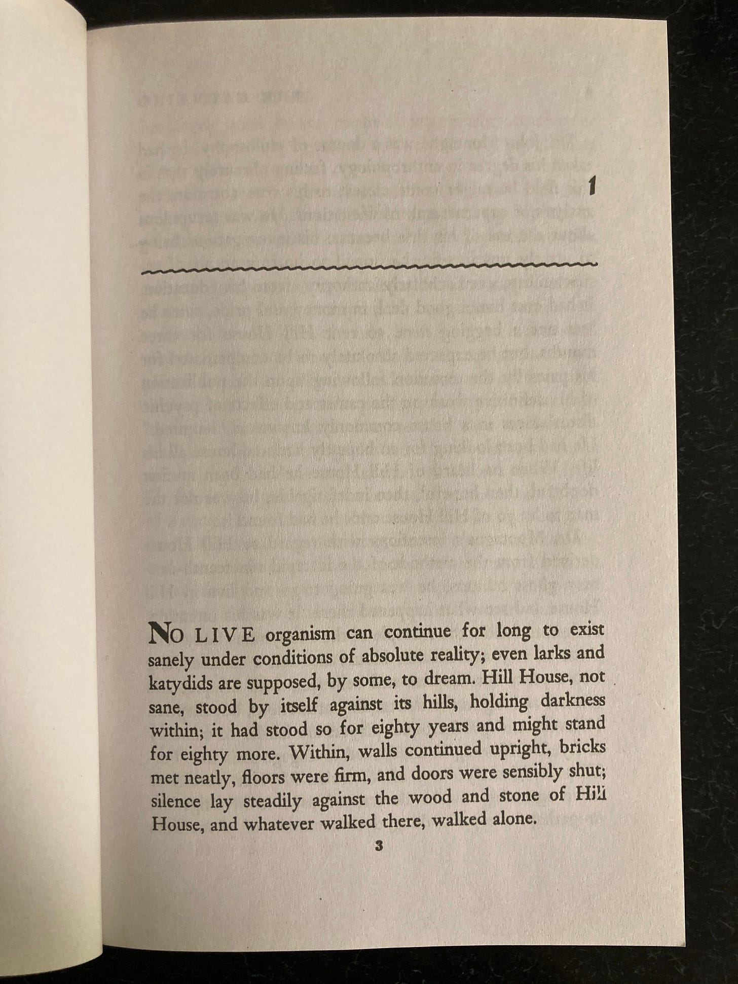 Photo of the first paragraph of Shirley Jackson's The Haunting of Hill House