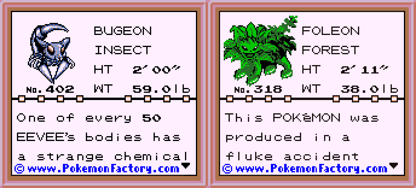 Pokémon Factory Pokémon: Foleon and Bugeon