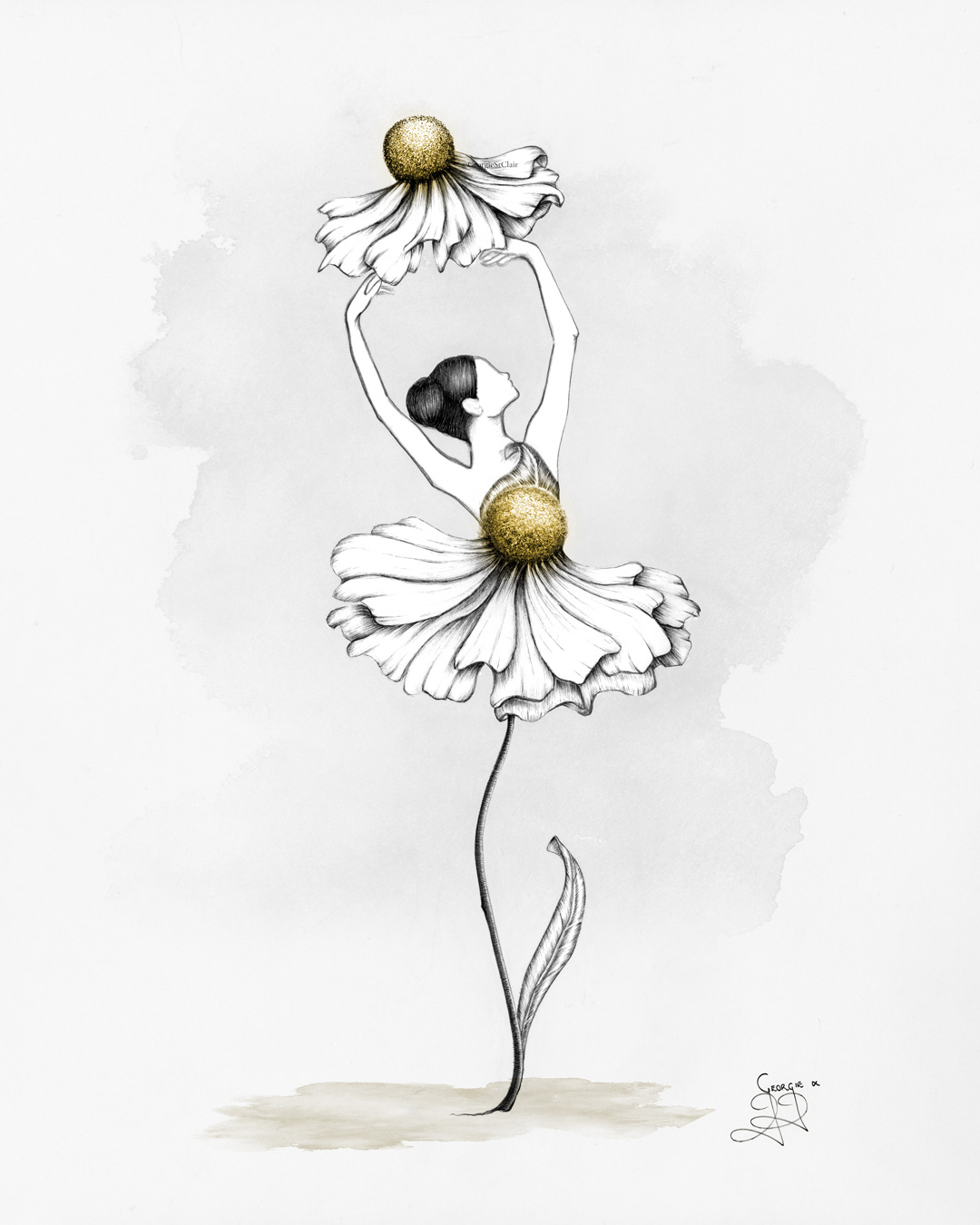 Botanical Flower Illustration | Botanical Ballet Dancer | By Georgie St Clair