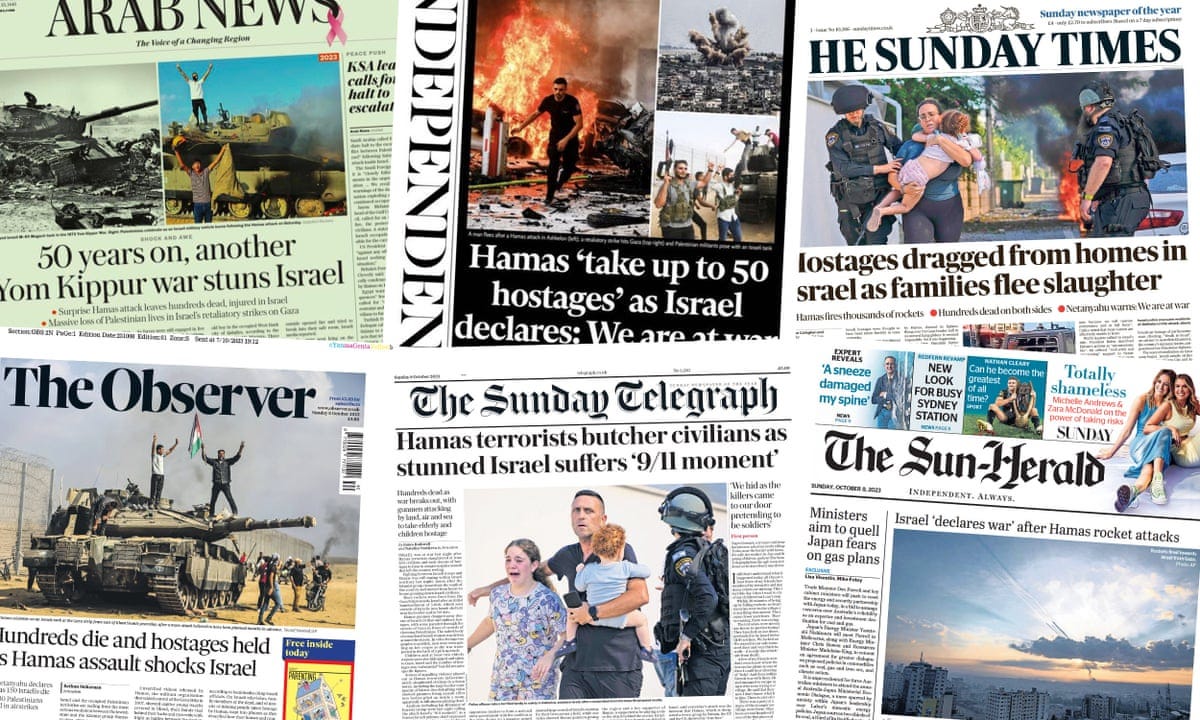 Israel declares war': What the papers say about the surprise Hamas attack  and its aftermath | Israel | The Guardian