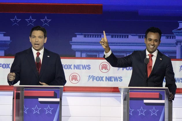 Florida Gov. Ron DeSantis and businessman Vivek Ramaswamy.