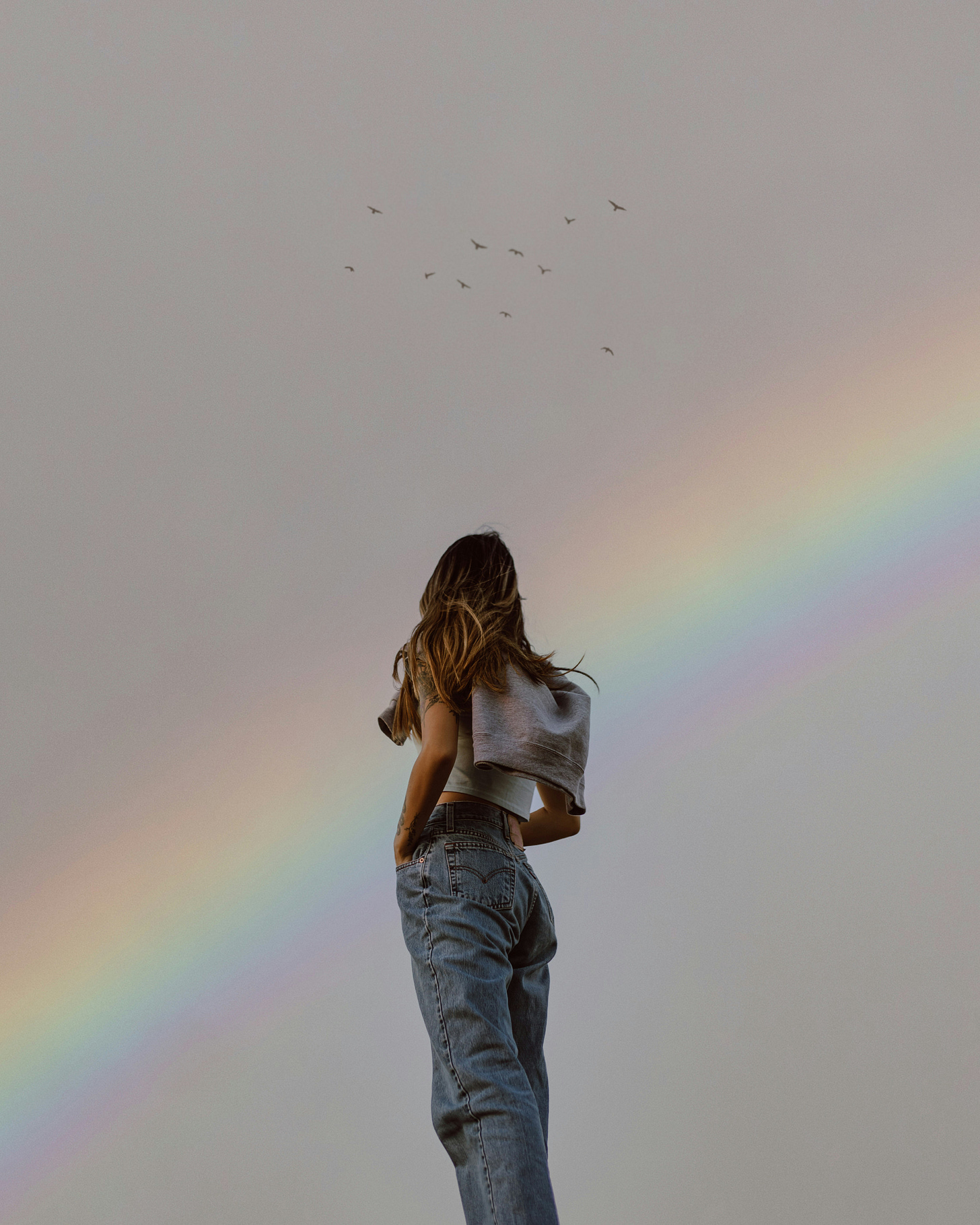 woman with rainbow