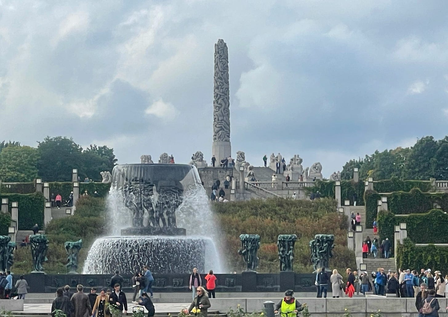 lots of sculptures on a hill