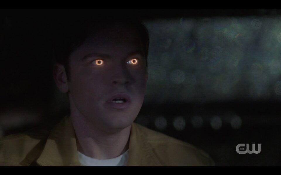 SPN Jacks eyes glowing after eating a rib SPN 1517