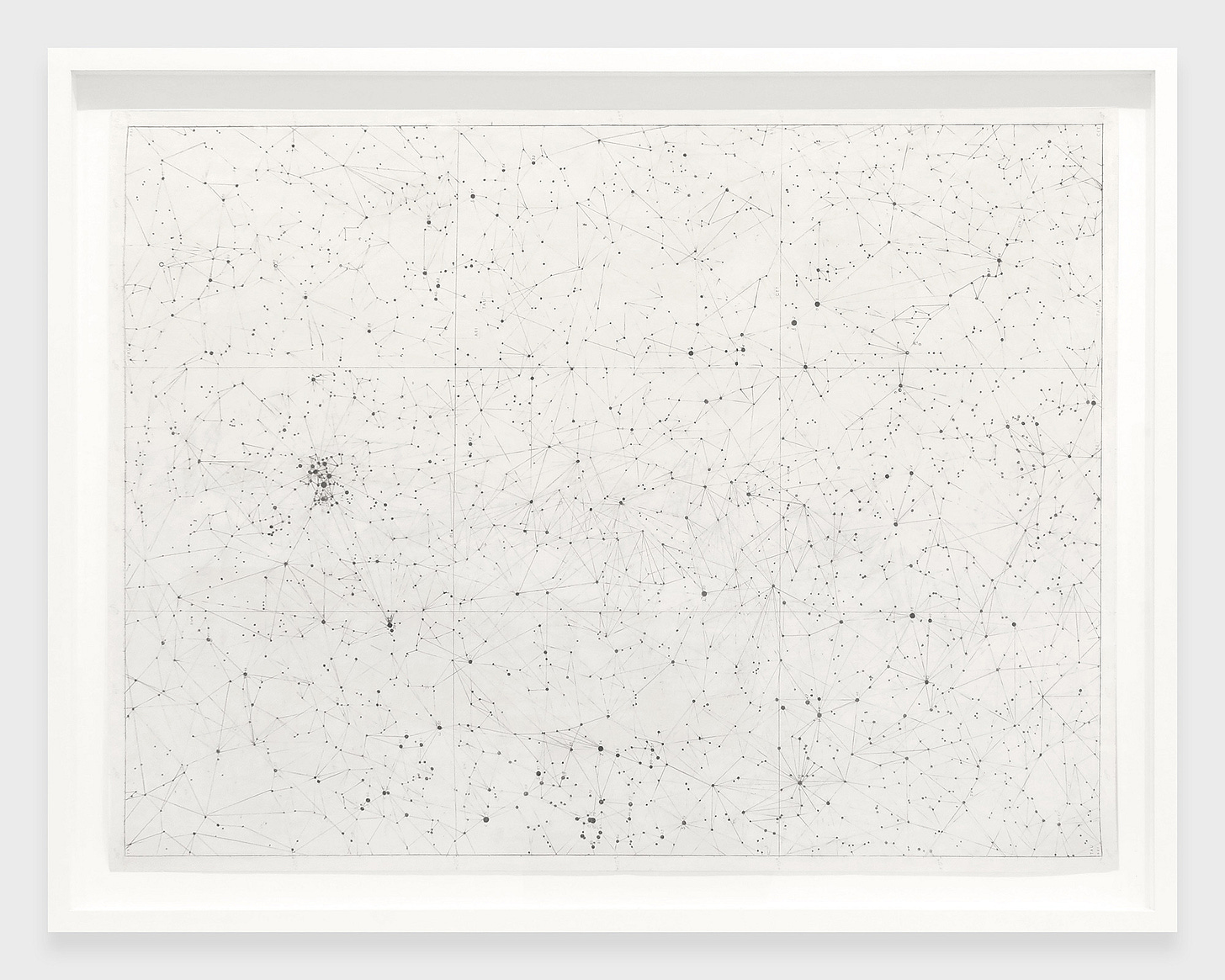 Victoria Burge, Untitled, (acrylic and pencil on star chart from the Atlas Eclipticalis), 2016 [Krakow Witkin Gallery, Boston. © Victoria Burge]
