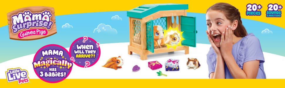 Little Live Pets 26410 Soft, Interactive Mama Guinea Pig & Reactions.  Batteries Included & Bright Light Chameleon interactive toy pet with 30  sounds, reactions with super-soft squishy skin : Amazon.co.uk: Toys &