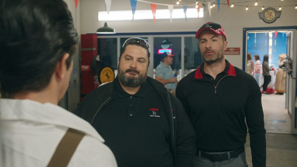 Comedian H. Foley portraying a rival salesman in Tires | Courtesy of Netflix