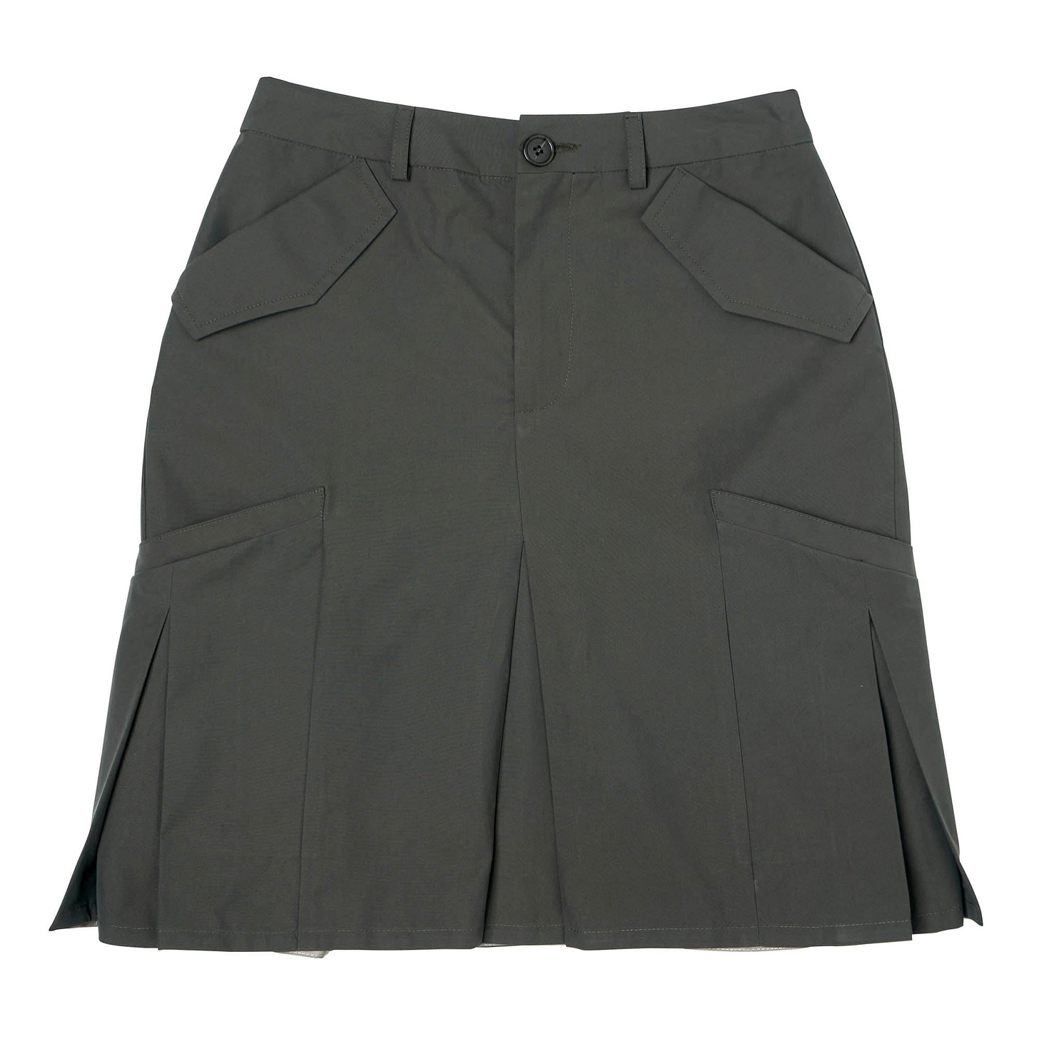 Box Pleat Skirt Structured Cotton Green Smoke - PREORDER