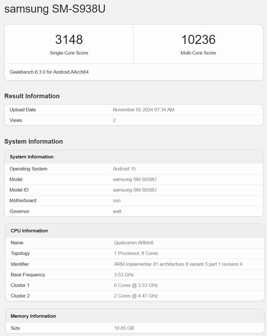 Galaxy S25 leaks benchmarks