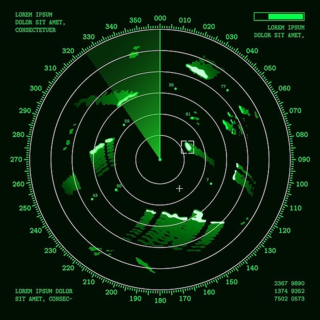 Premium Vector | Ship radar screen military sonar digital display