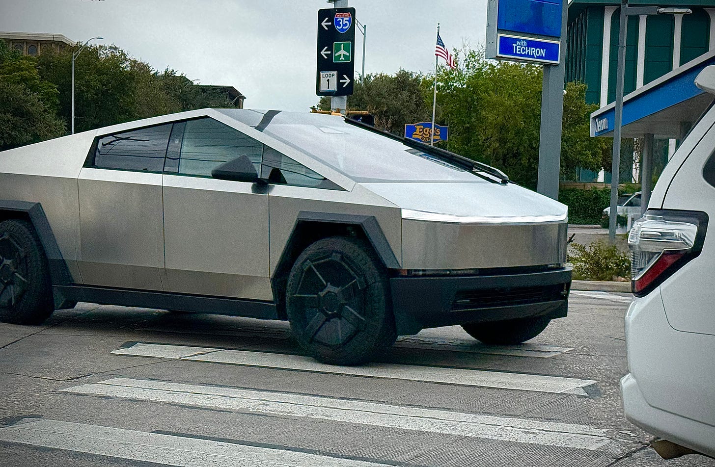 Cybertruck driving Austin streets