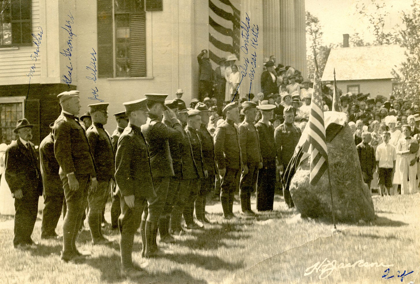 WWI soldiers at monument