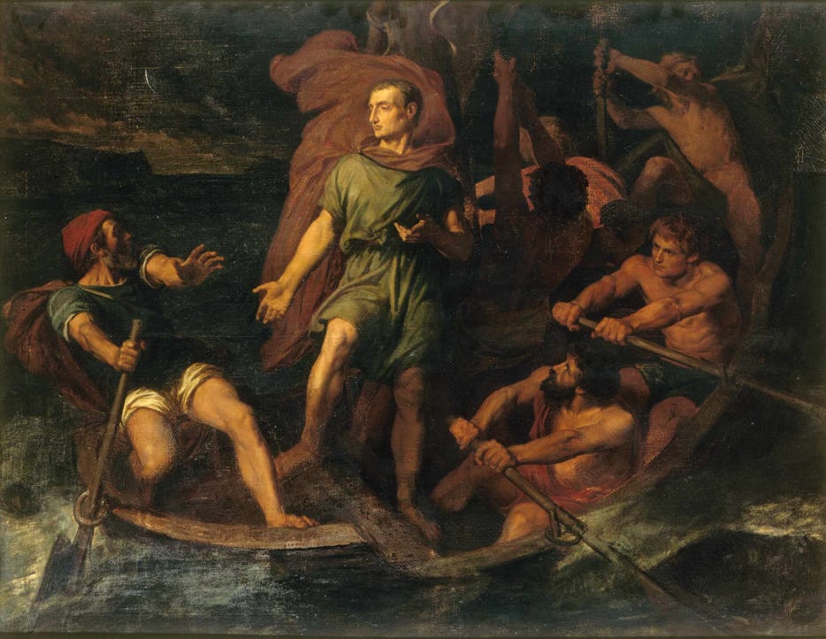 Caesar and his fortune, Jules-Elie Delaunay, 1855