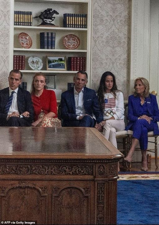 May be an image of 5 people, the Oval Office and text