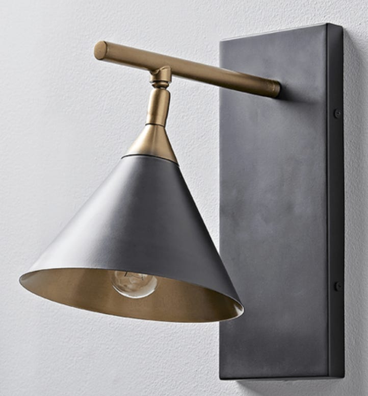 Industrial wall light in dark grey chrome