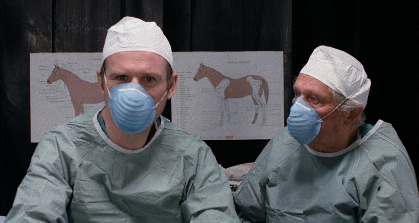 Real Life | Still features Charles Grodin as Warren Yeager preparing to operate on a horse.