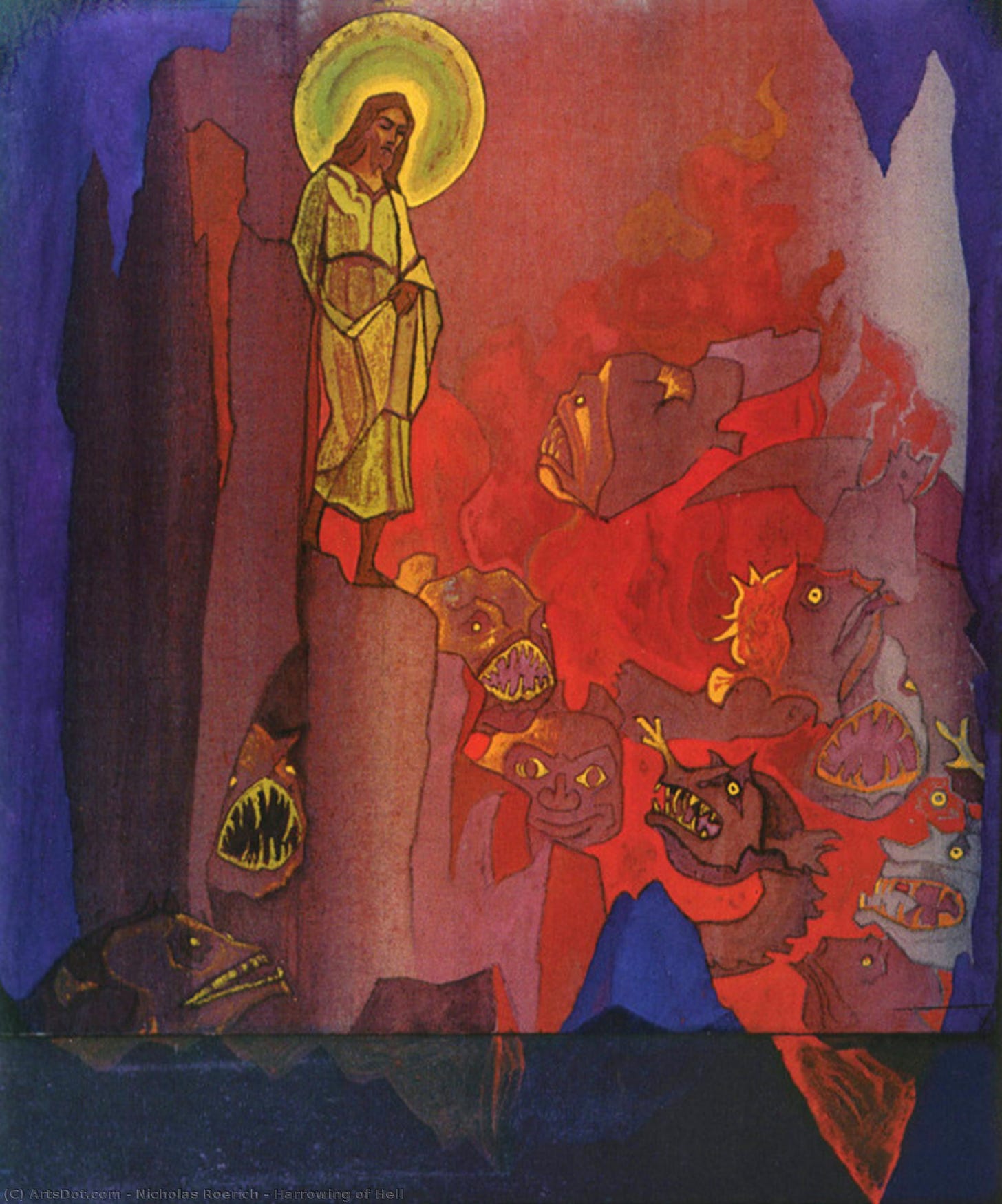 Oil Painting Replica Harrowing of Hell, 1933 by Nicholas Roerich  (1874-1947, Russia) | ArtsDot.com