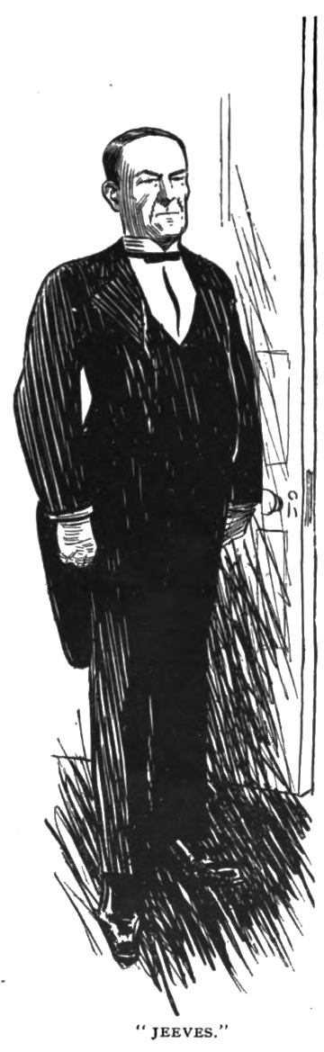 Jeeves in a tailcoat, with a stern expression.