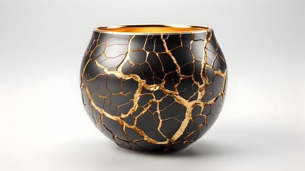 Premium Photo | Kintsugi Tea Pottery Cup in a white background Japanese  Method of Pottery Repaired With Gold