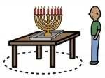 image symbol of person being safe around Hanukkah candles