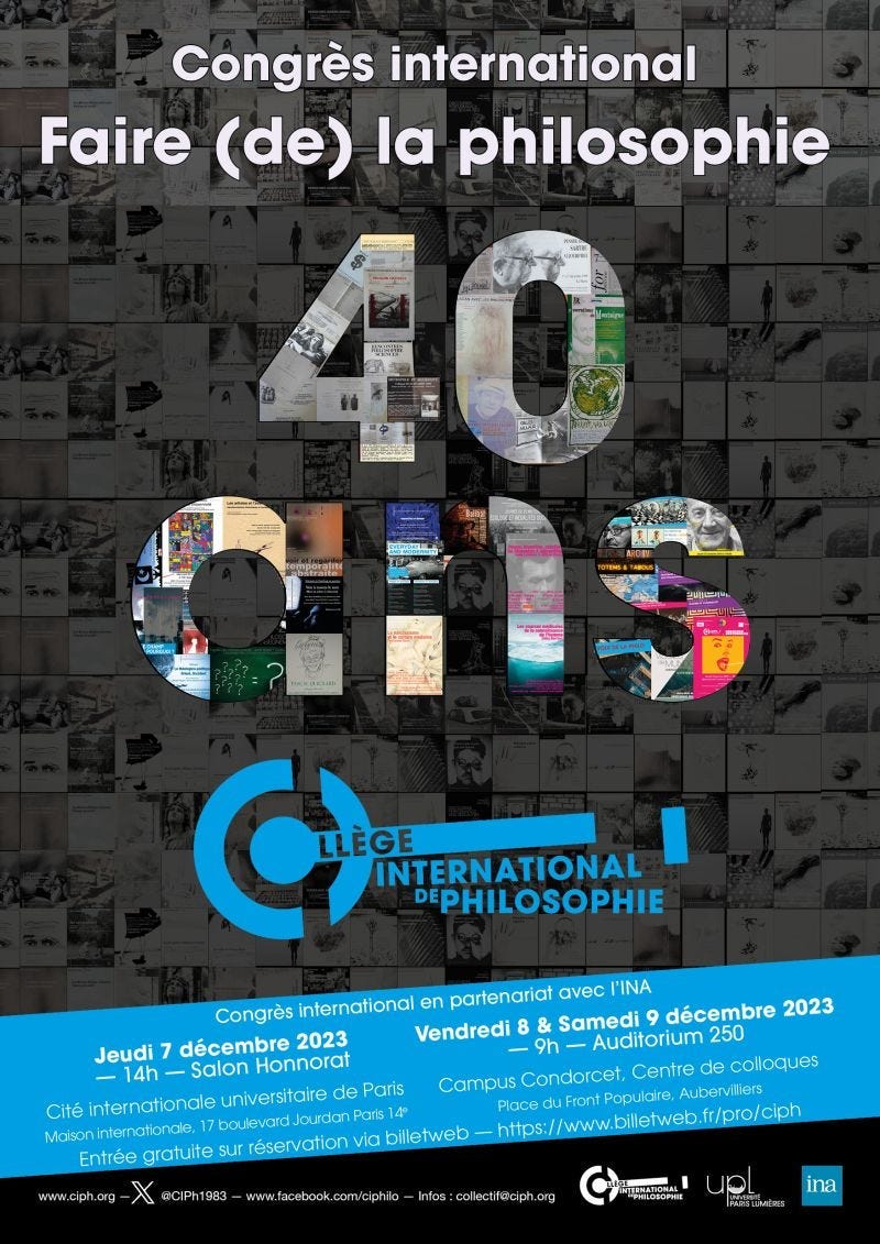2023 CIPh 40th Anniversary Congress | Source: Collège international de philosophie