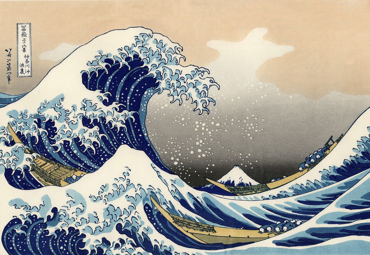 Wave painting by Hokusai