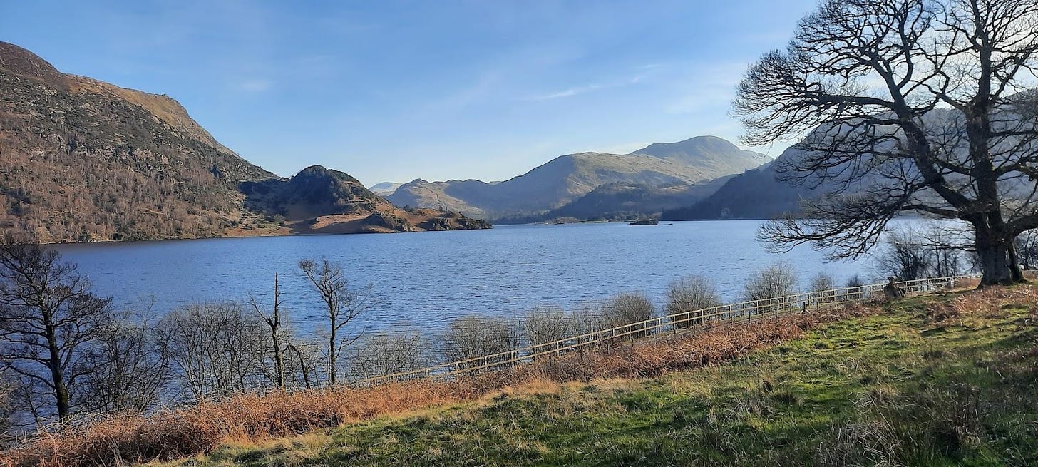 Ullswater in a lake in the Lake District in Cumbria.