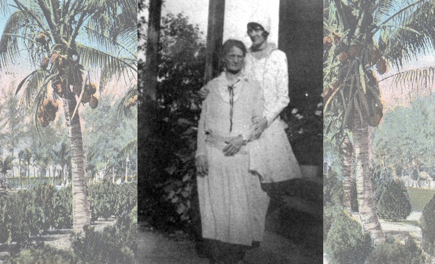 Cover: Photo of Mary and Maude Brickell in 1922 on top of a postcard of Brickell Point. Courtesy of HistoryMiami Museum.