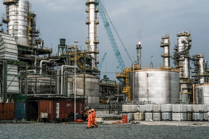 The Dangote Industries oil refinery and fertilizer plant site in the Ibeju Lekki district, outside of Lagos, Nigeria