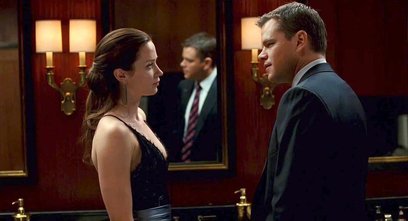 Emily Blunt and Matt Damon in the 2011 adventure film The Adjustment Bureau