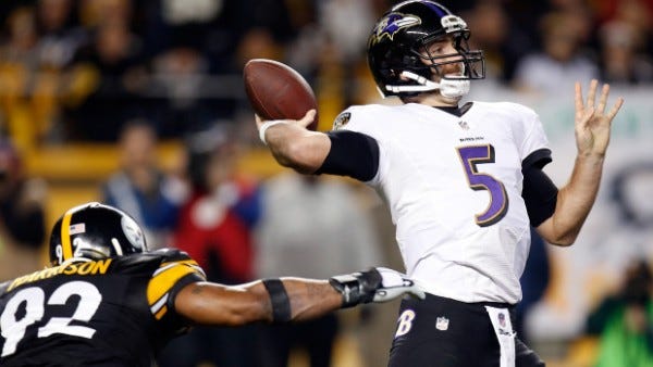 joe flacco beats pittsburgh steelers with ravens nfl wild card 2015 images