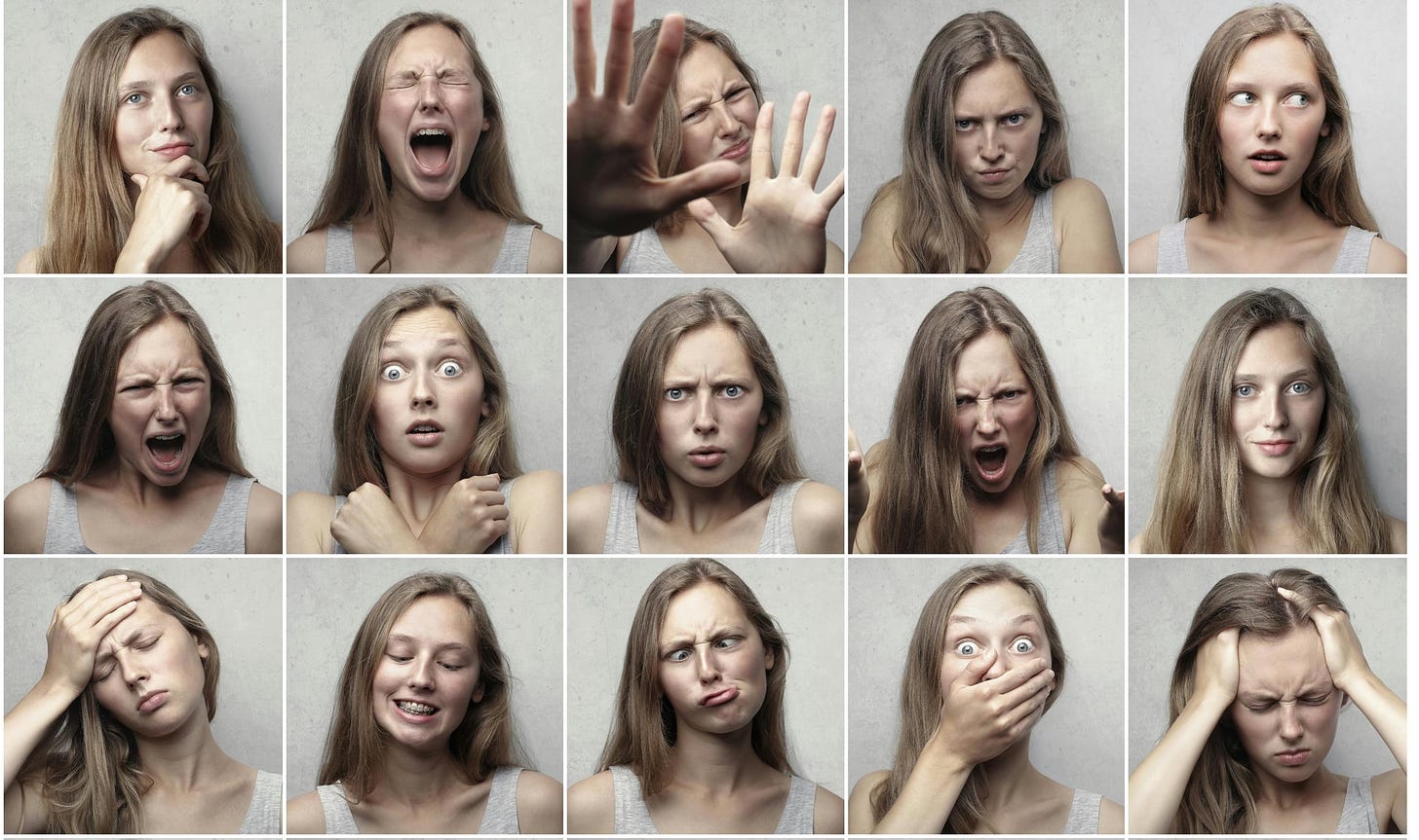 Woman with facial emotions