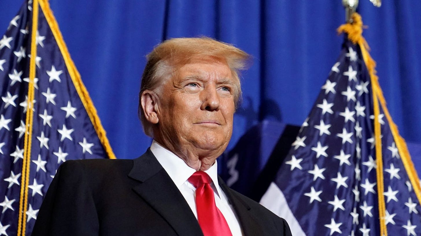 Republican presidential candidate and former U.S. President Donald Trump holds a campaign rally ahead of the New Hampshire primary election, in Atkinson, New Hampshire, U.S. January 16, 2024.