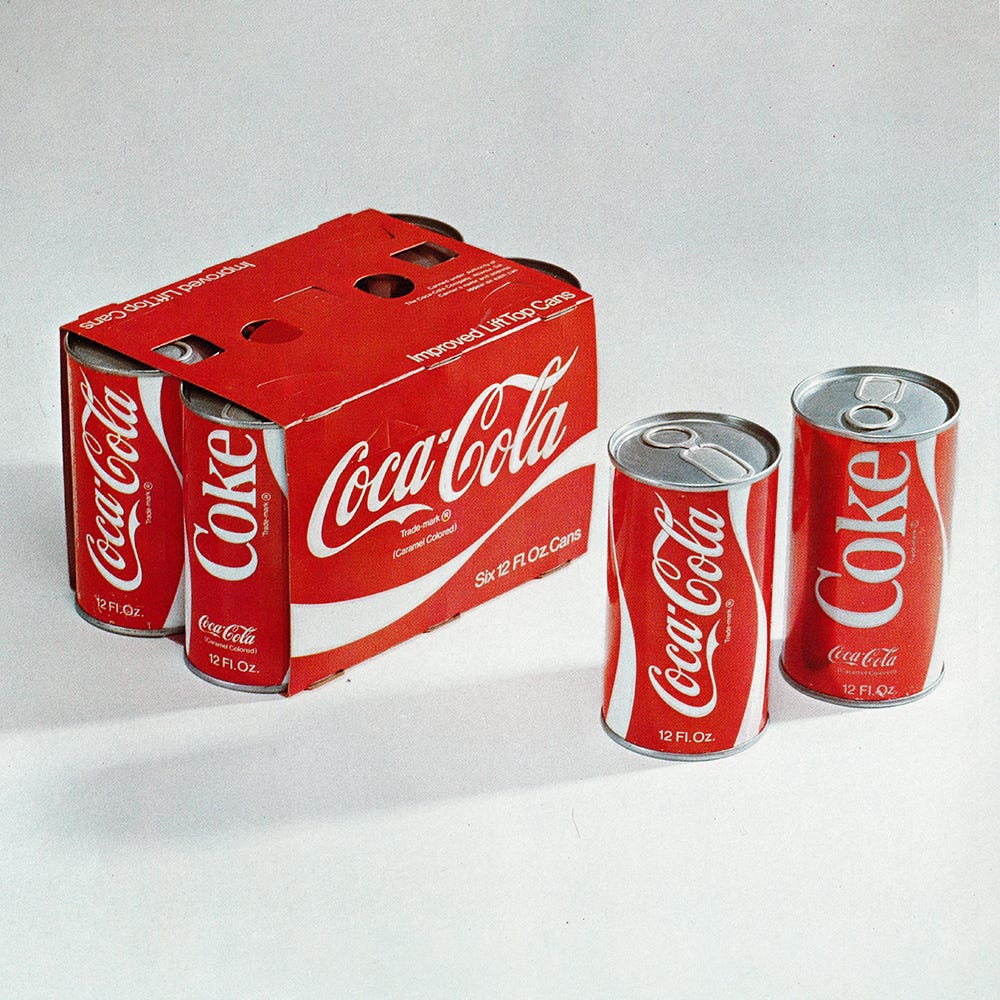 1969 Coca-cola branding and packaging design