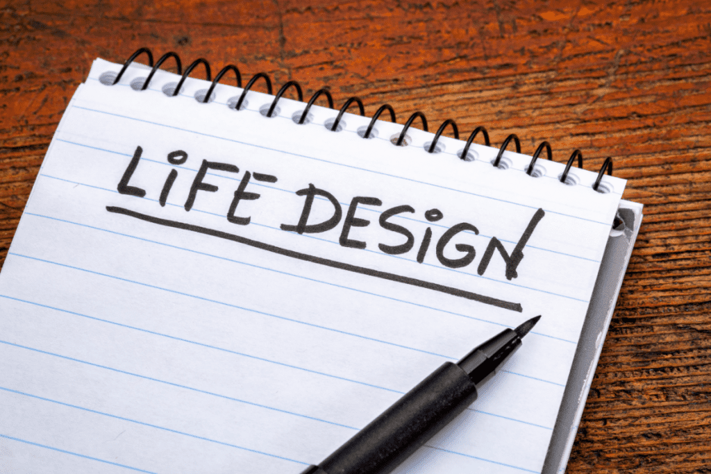Life design handwriting in notebook for focused thinking and creativity