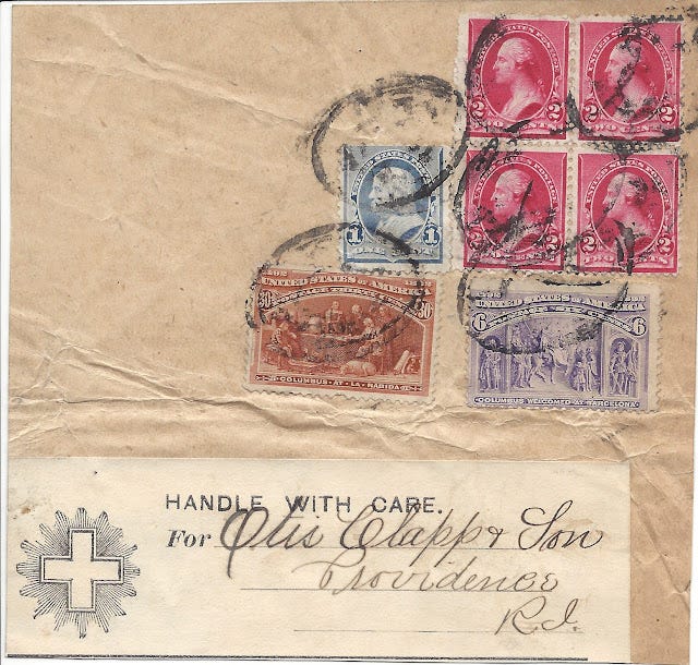 part of a package wrapper addressed to Otis Clapp & Sons