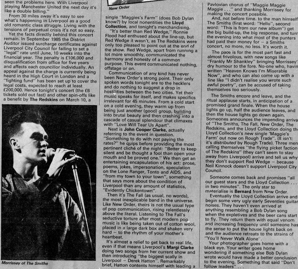 Page 2 of the original article, including a photo of Morrissey.
