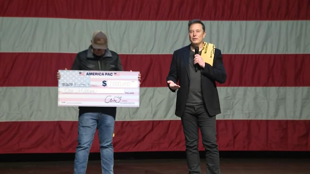 Elon Musk's PAC pays out third $1 million check to voter