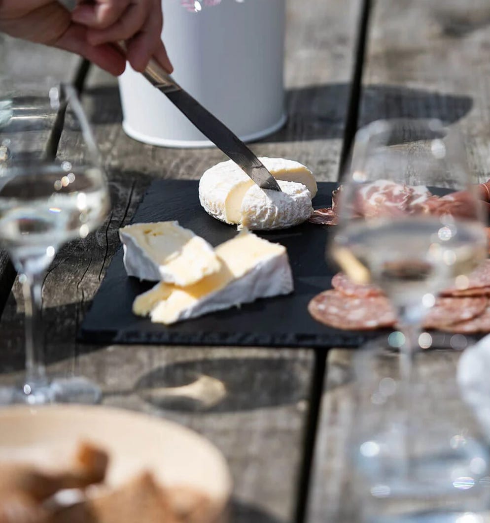 selection of canapes on an outside table