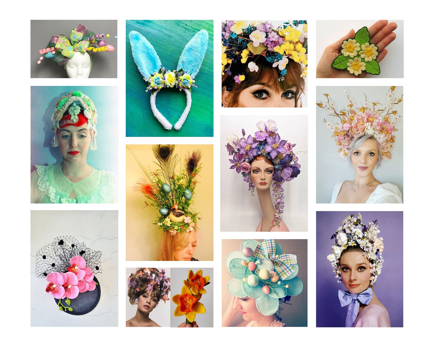 Photo Mosaic of Easter Bonnets and Floral Headpieces