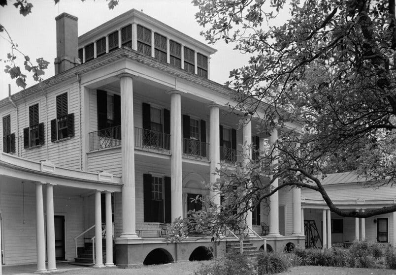 Hayes Manor plantation house — East Water Street vicinity, Edenton vicinity, Chowan County, North Carolina. VIEW FROM SOUTHWEST (REAR). 1940 photograph from the HABS—Historic American Buildings Survey images of North Carolina.