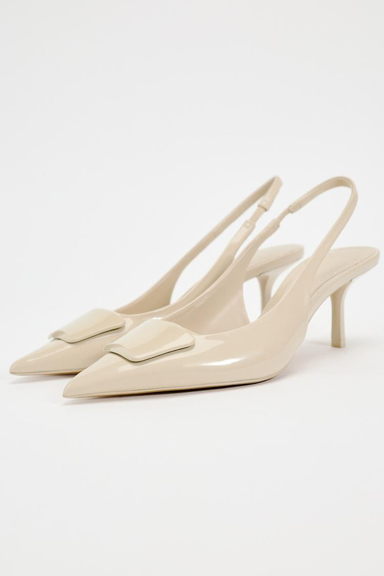 Zara EMBELLISHED HEELED SLINGBACKS - Off White - Image 2 Zara EMBELLISHED HEELED SLINGBACKS - Off White - Image 2