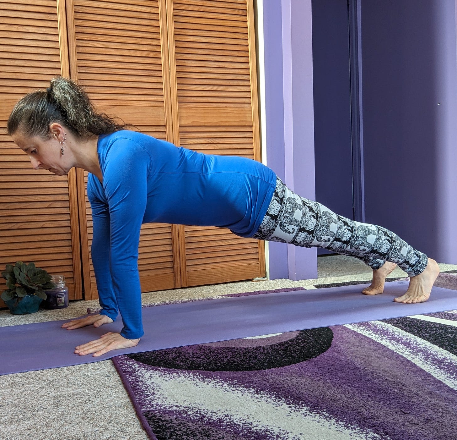 A demonstration of Phalakasana, or Plank pose