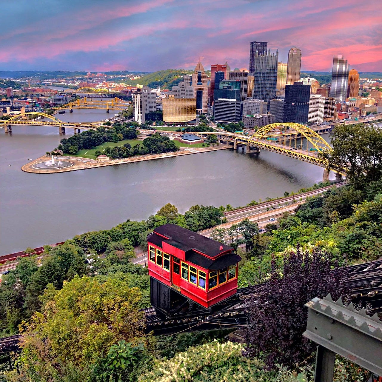 sunset over the city of Pittsburgh