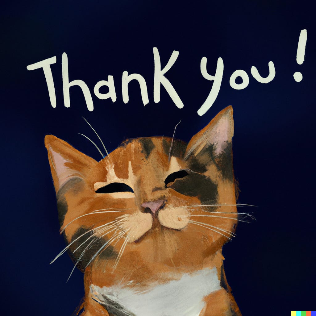 Image of cat saying thank you